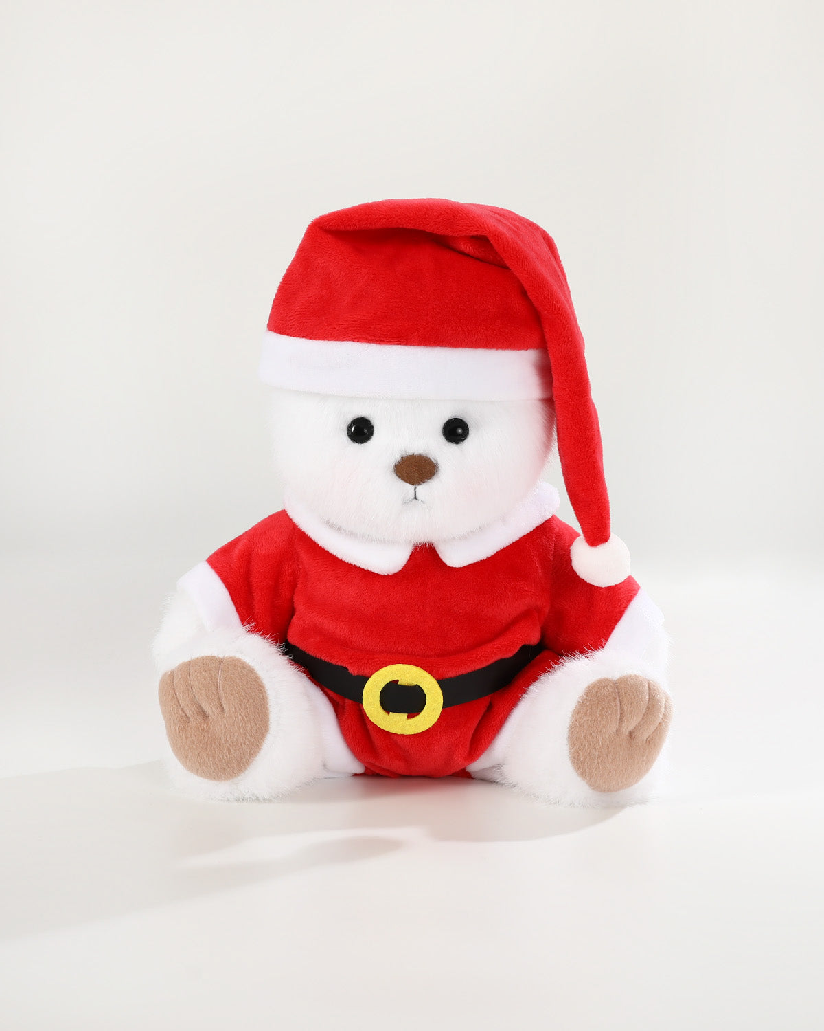 White Long Hair Bear & Christmas Santa Claus Jumpsuit - 12 Inches