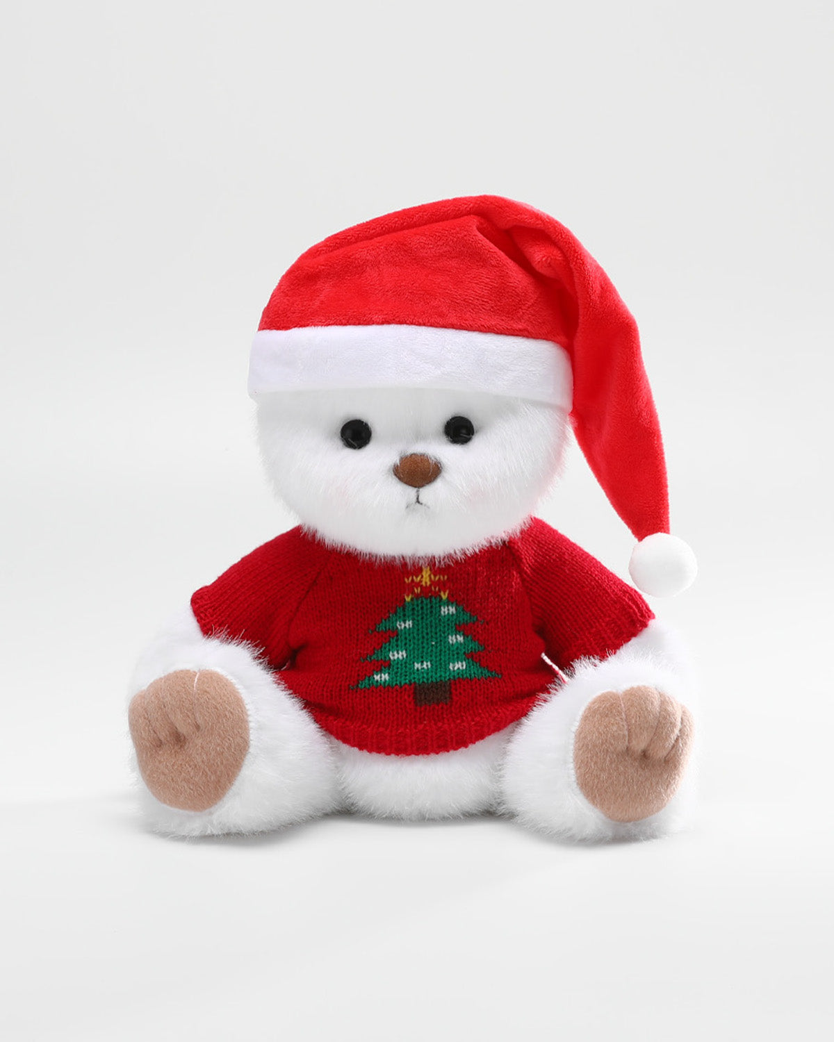 White Long Hair Bear & Christmas Tree Sweater Set - 12 Inches