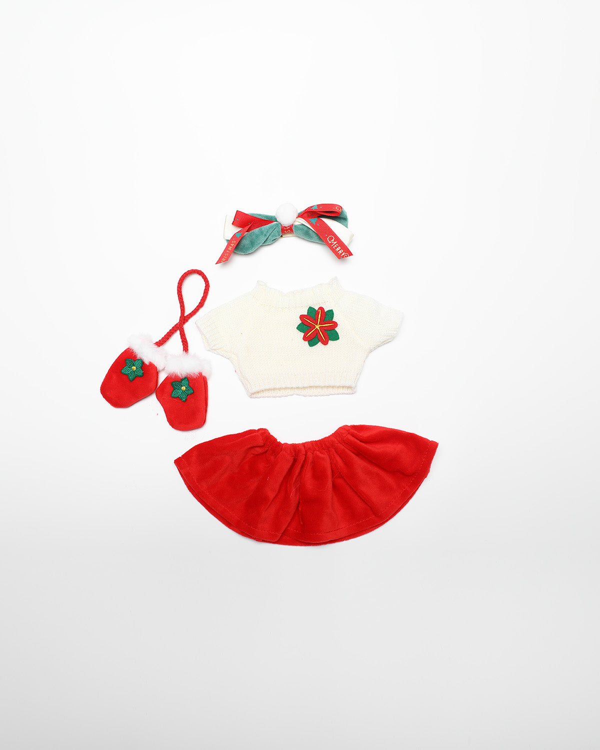 Christmas White Sweater Skirt Set - 12 Inches