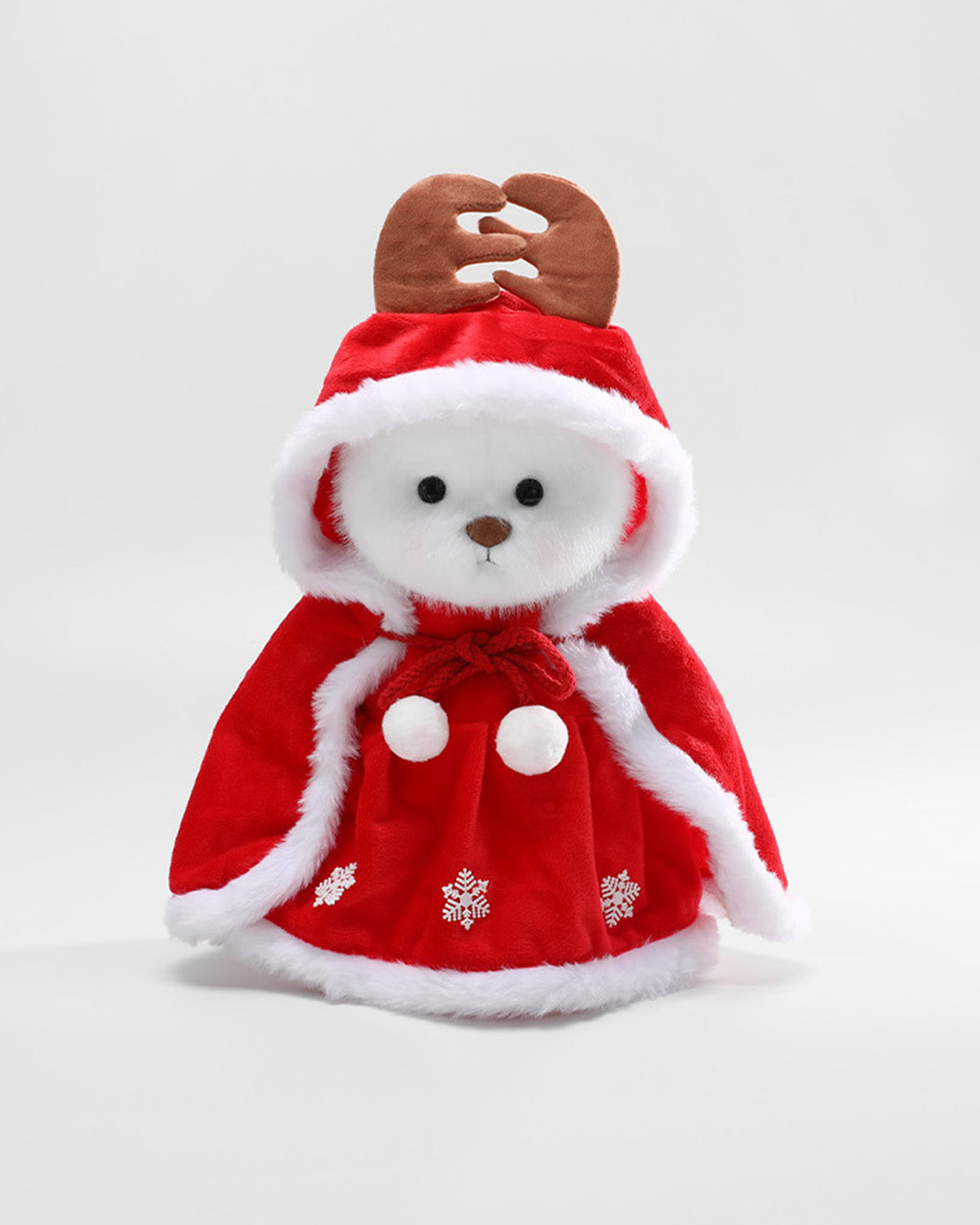 Teddy Bear & Christmas Reindeer Antler Hooded Dress - 12 Inches