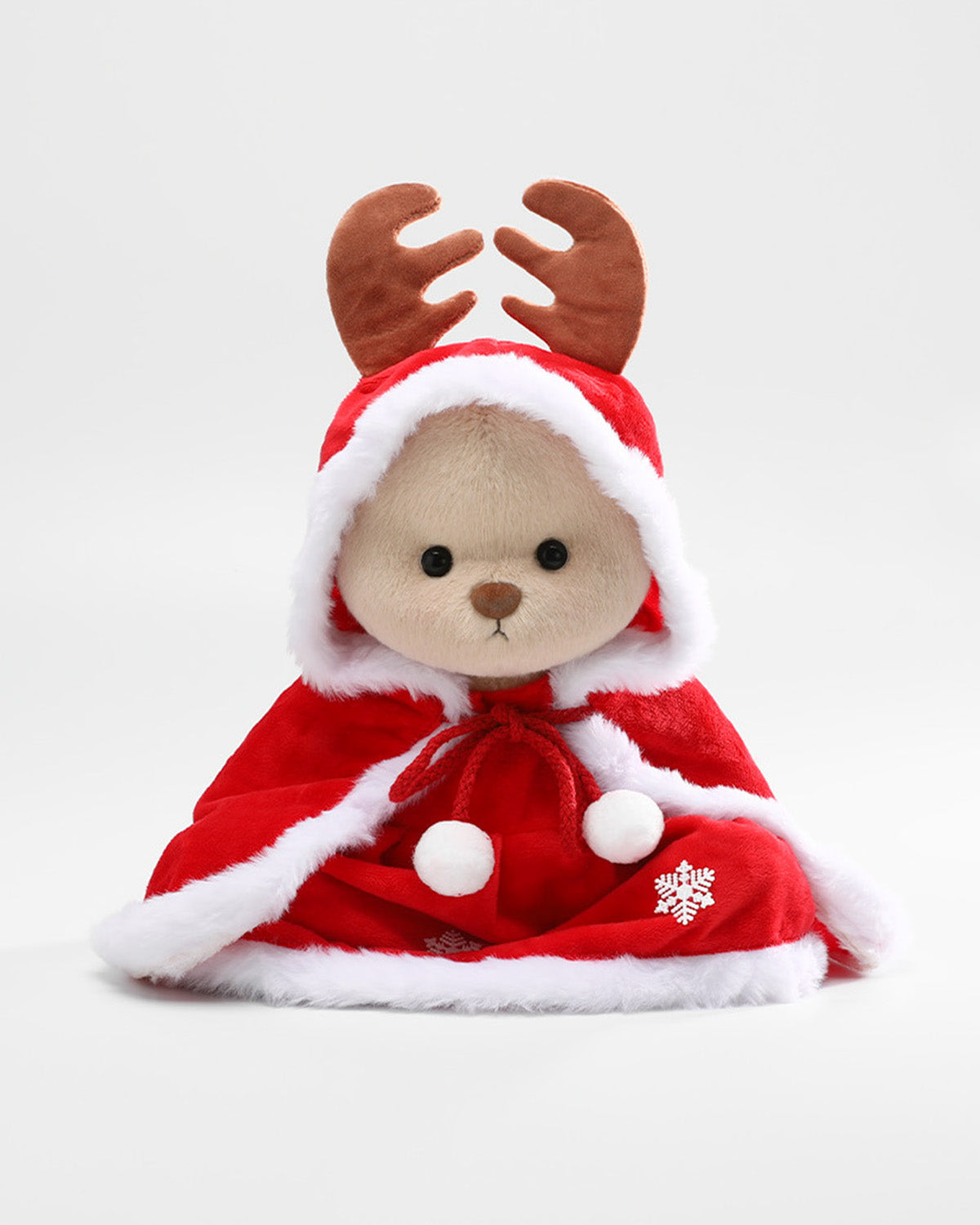Teddy Bear & Christmas Reindeer Antler Hooded Dress - 12 Inches