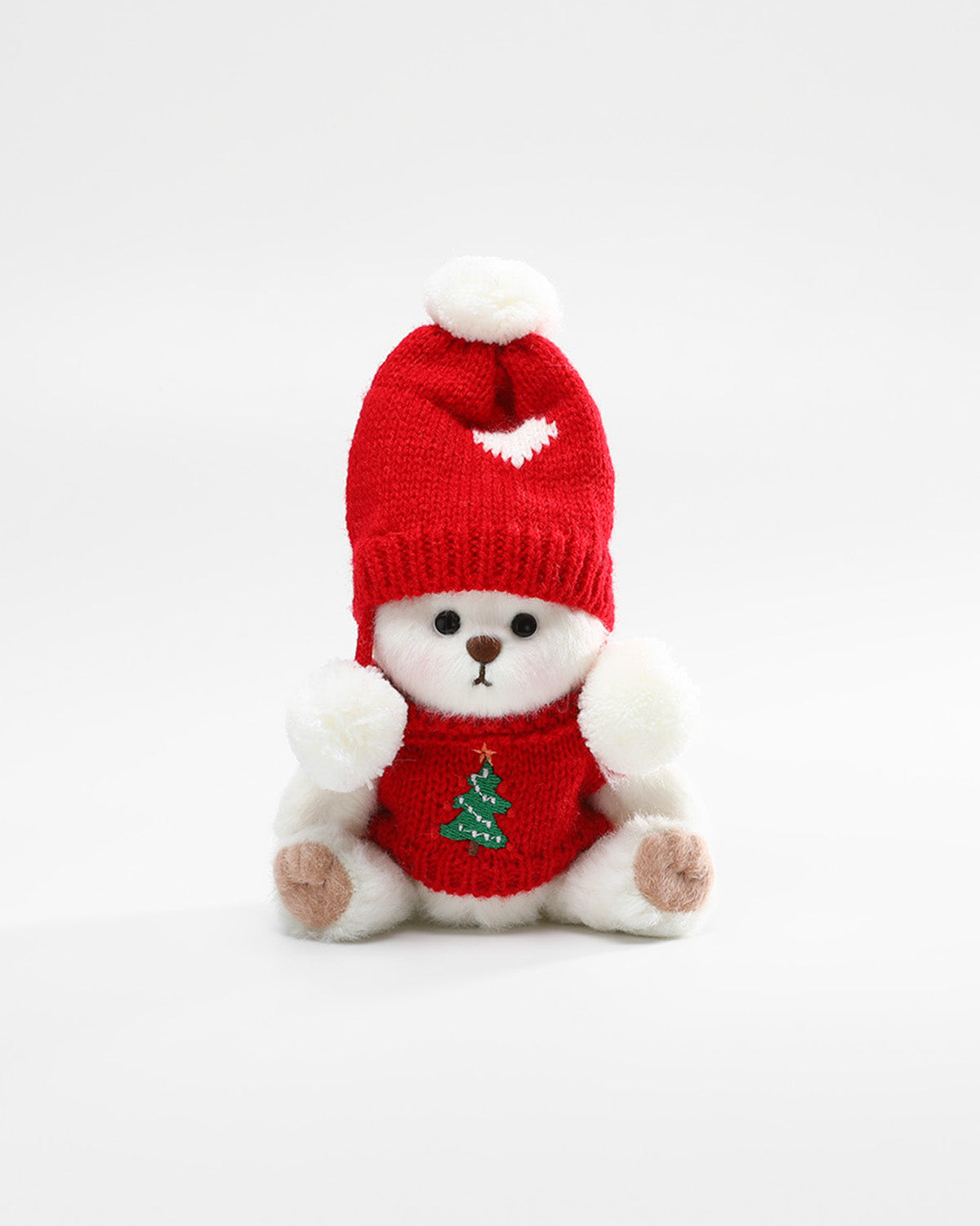 White Short Hair Bear & Christmas Tree Vest Set - 6 Inches