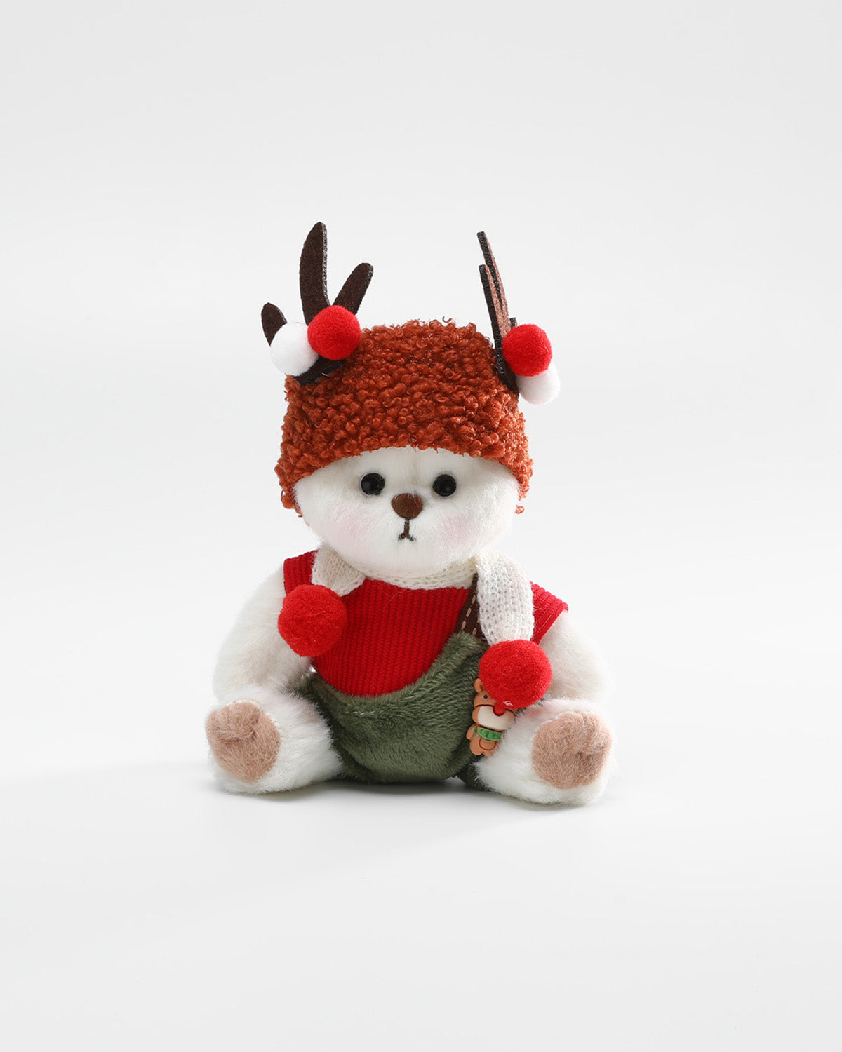 White Short Hair Bear & Christmas Casual Reindeer Set - 6 Inches