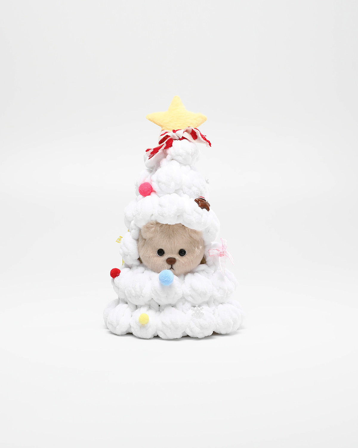 Teddy Bear & Christmas Handmade White Tree Hood - 6 Inches