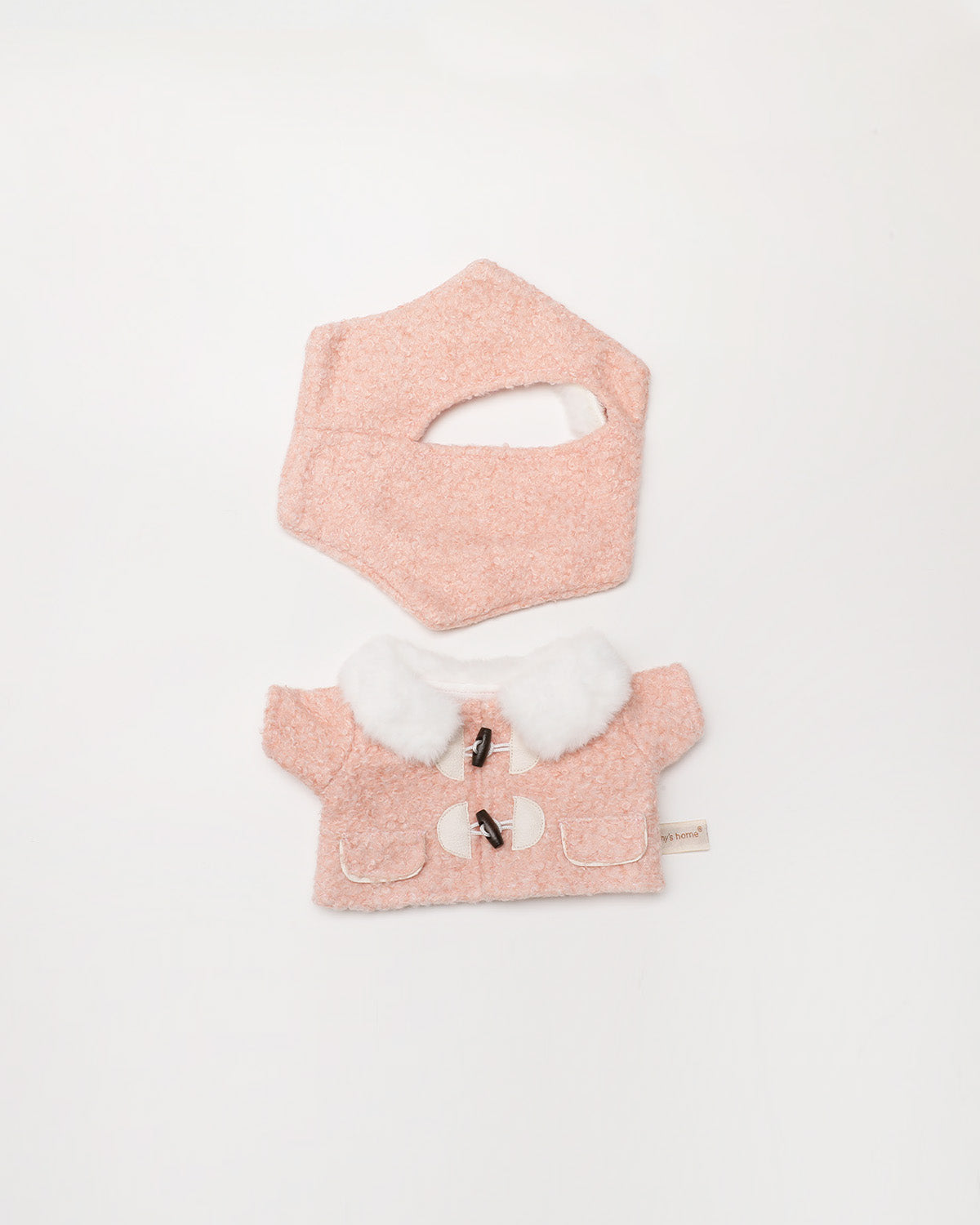 Pink Hexagonal Beret Wool Coat Set - 12 Inches