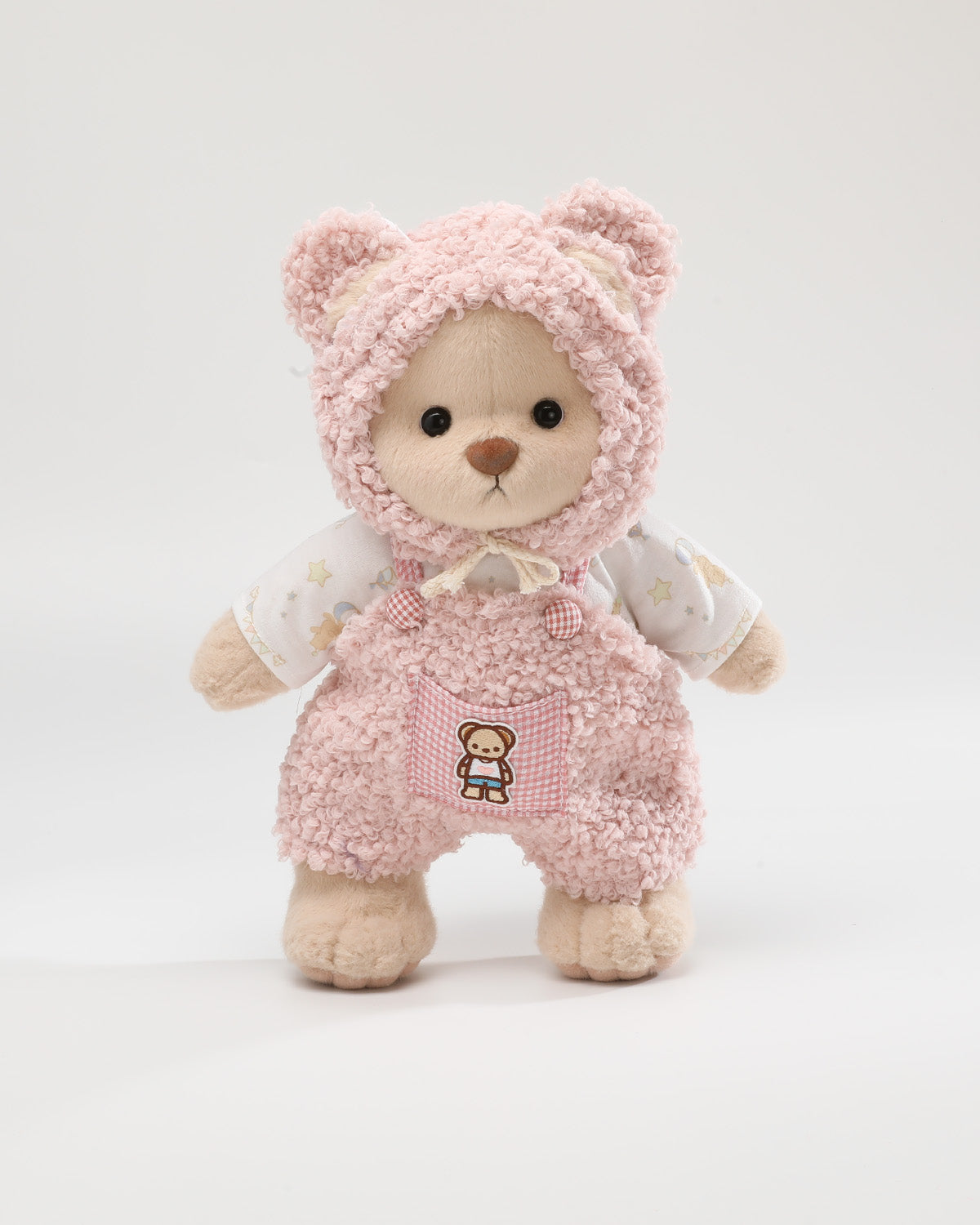 Teddy Bear & Pink Fluffy Overalls Set - 12 Inches