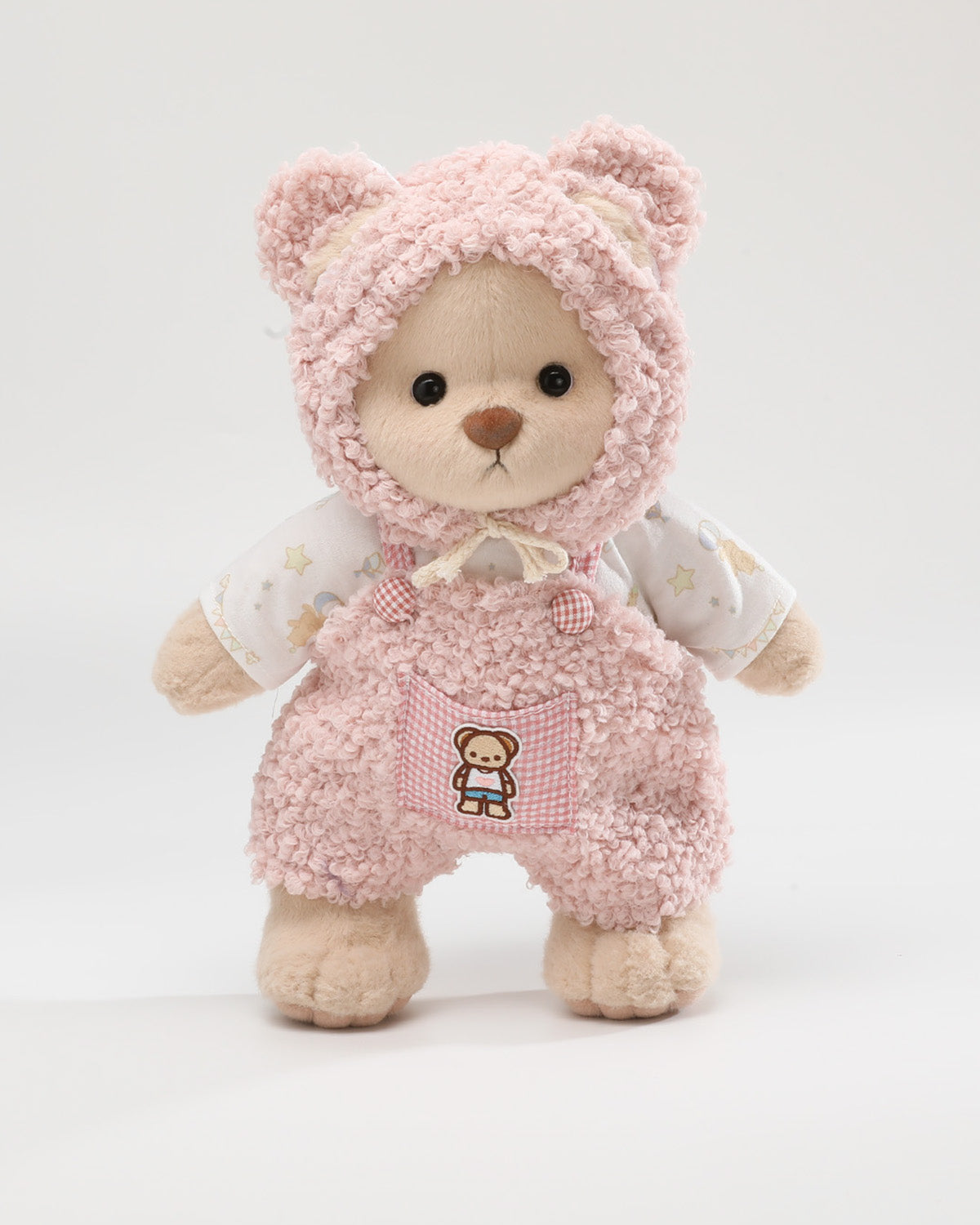 Teddy Bear & Pink Fluffy Overalls Set - 12 Inches