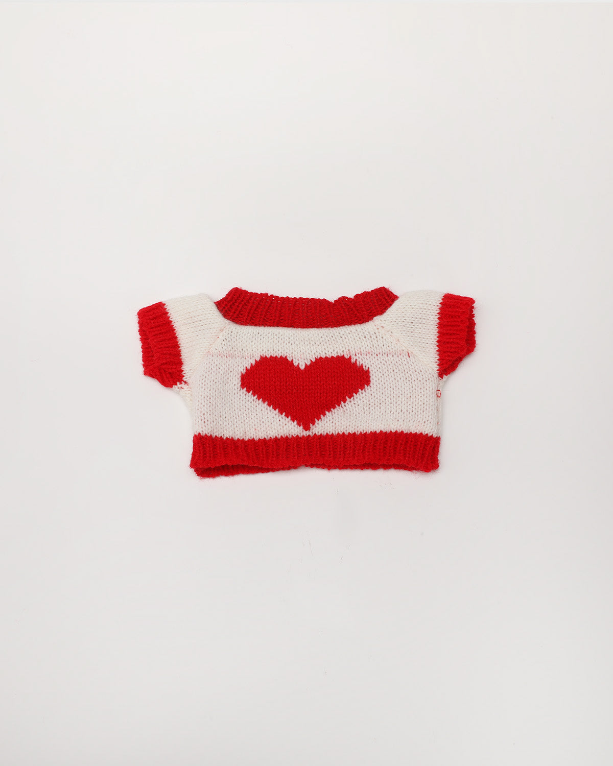 Red-Trimmed White Heart Sweater   - 12 Inches
