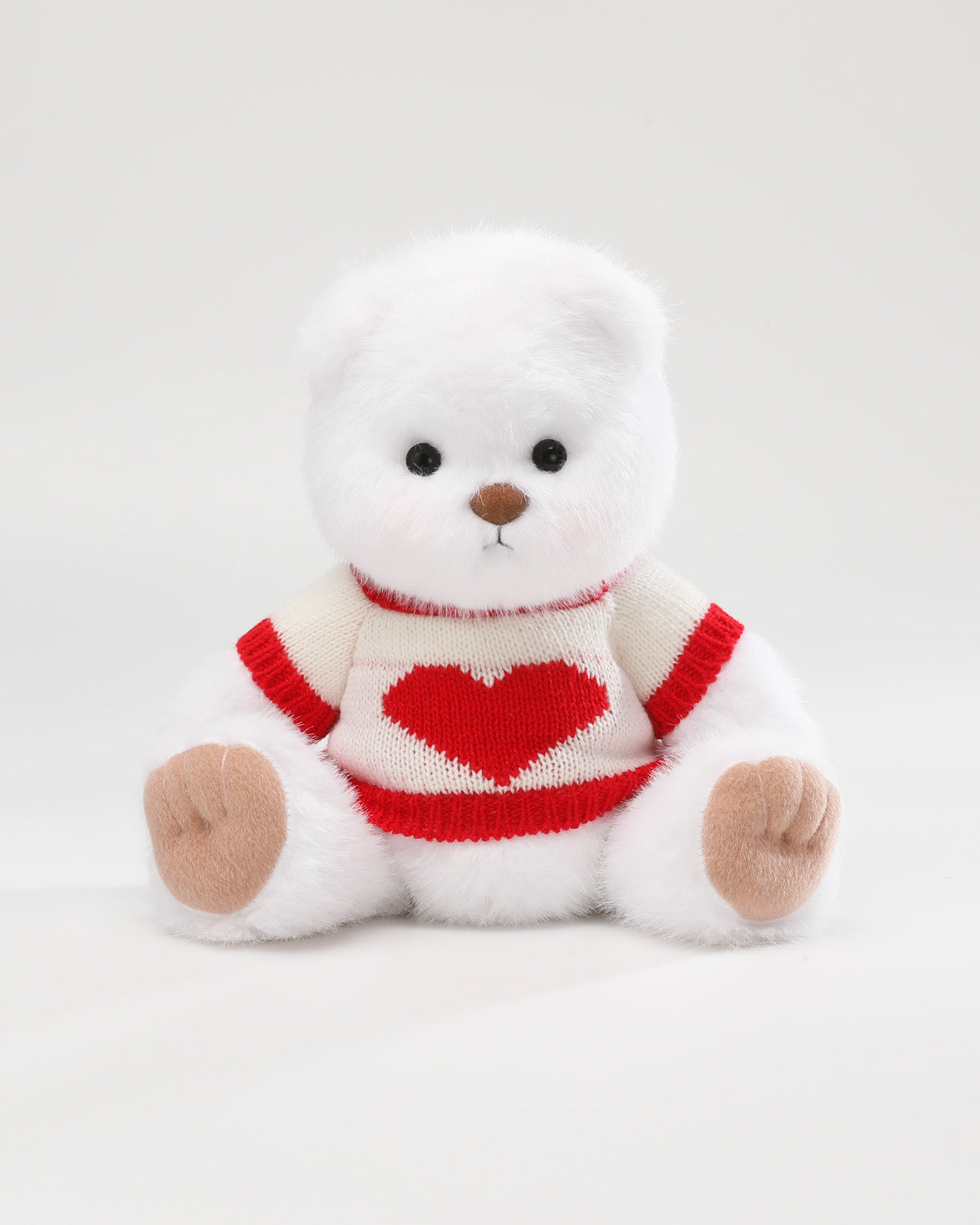 White Long Hair Bear & Red-Trimmed White Heart Sweater - 12 Inches ...