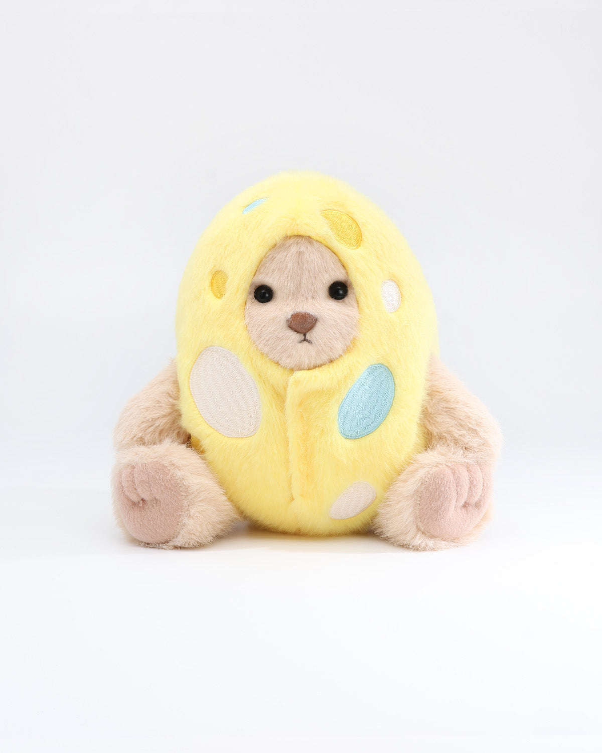 (Easter New In) Milk Tea Long Hair Bear & Easter Egg Adventure Jumpsuit - 12 Inches