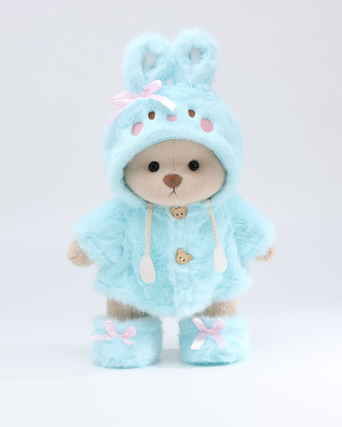 (Easter New In) Teddy Bear & Blue Plush Bunny Hoodie Dress Set - 12 Inches