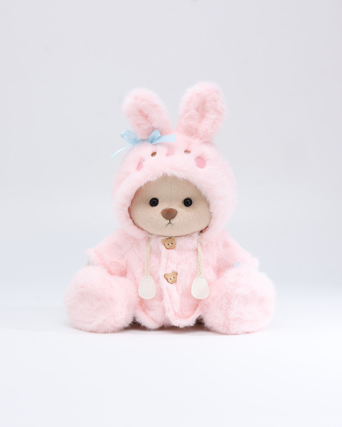 (Easter New In) Teddy Bear & Pink Plush Bunny Hoodie Dress Set - 12 Inches