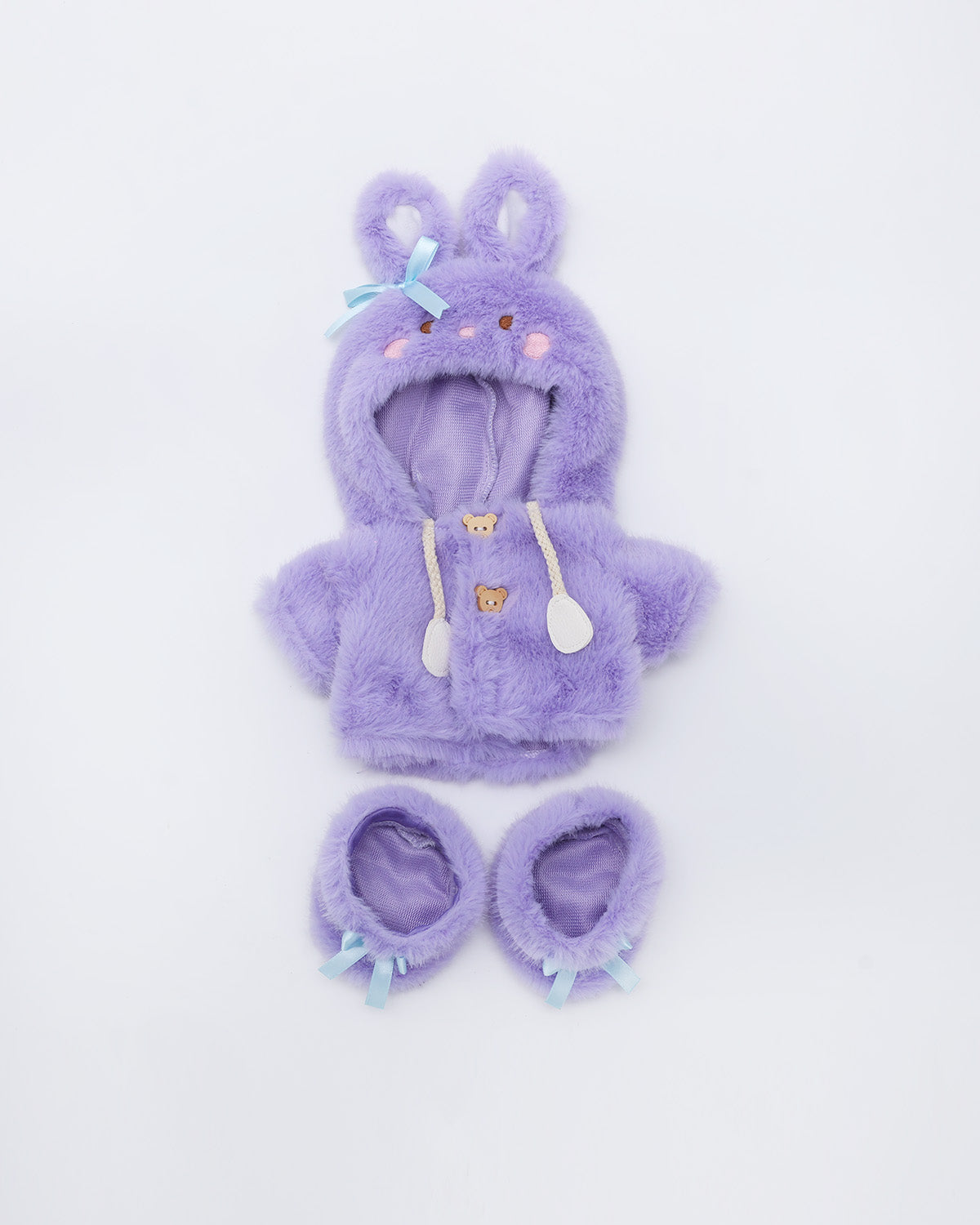 (Easter New In) Purple Plush Bunny Hoodie Dress Set - 12 Inches