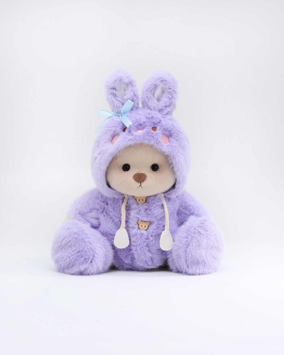 (Easter New In) Teddy Bear & Purple Plush Bunny Hoodie Dress Set - 12 Inches