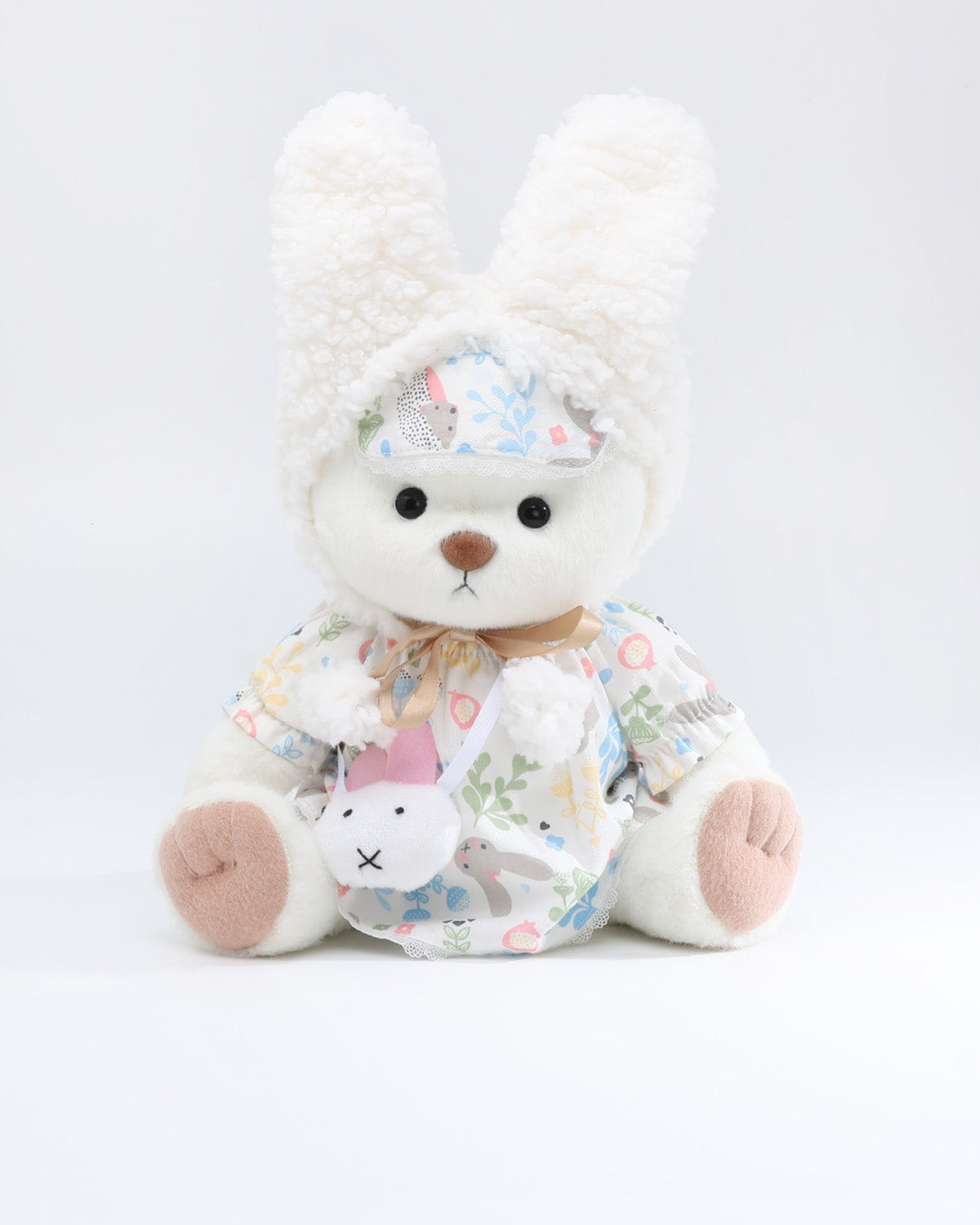 (Easter New In) White Short Hair Bear & Dreamy Bunny Dress Set - 12 Inches