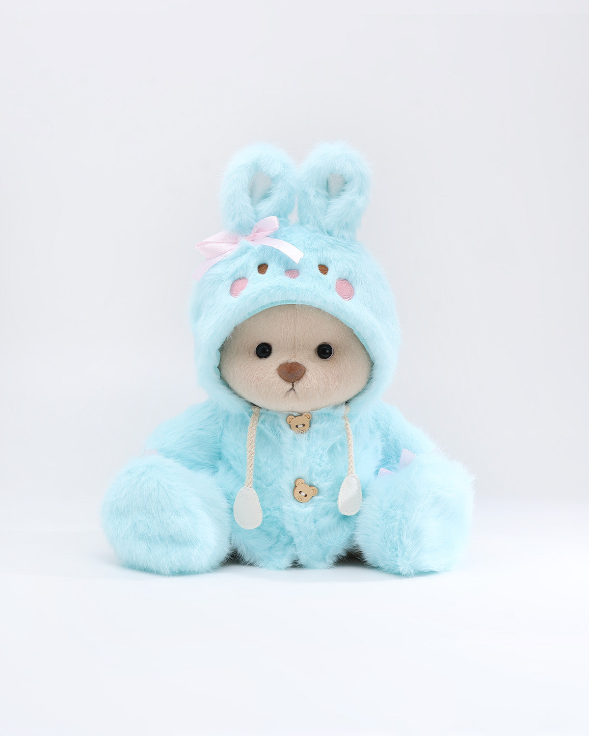 (Easter New In) Teddy Bear & Blue Plush Bunny Hoodie Dress Set - 12 Inches