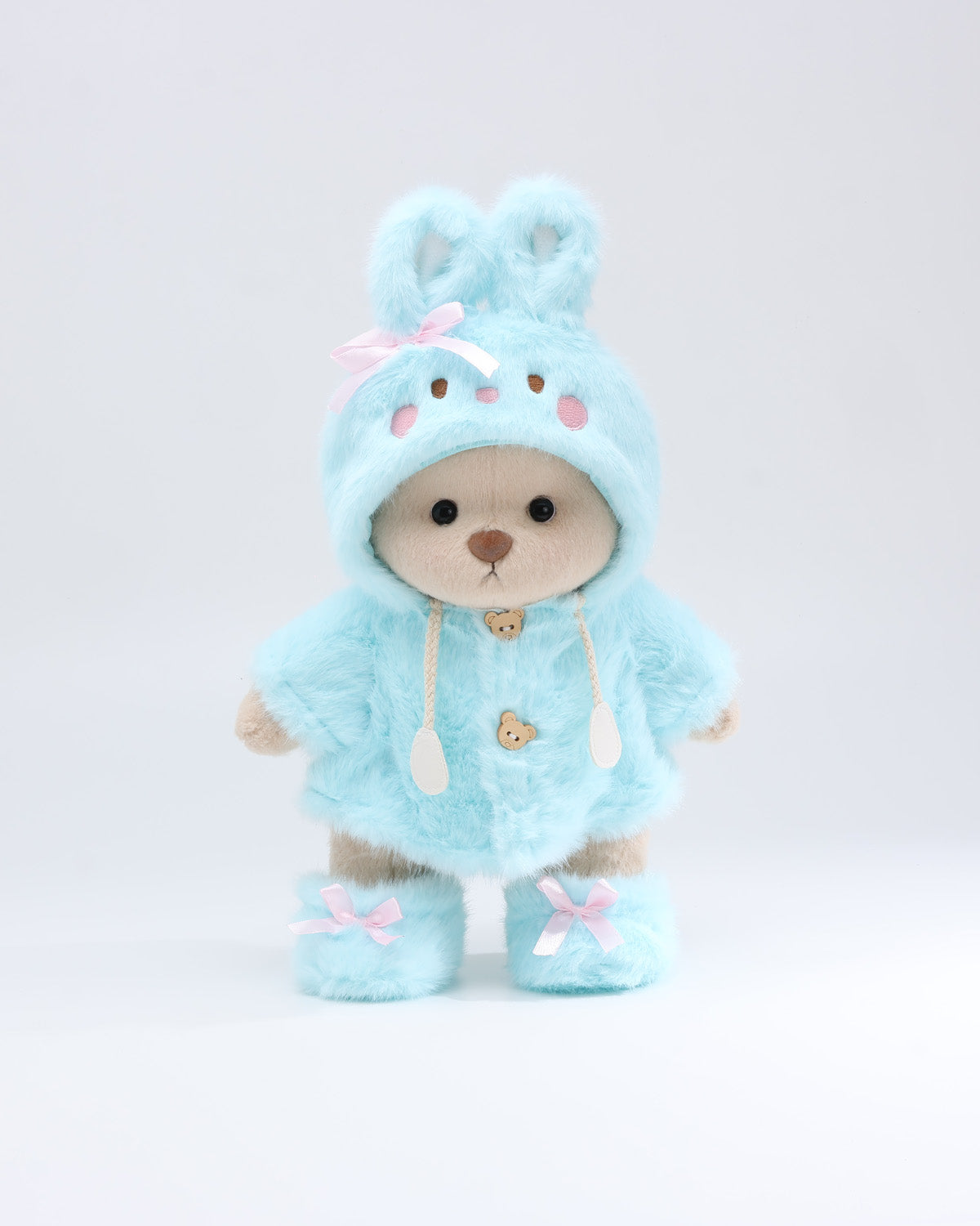(Easter New In) Teddy Bear & Blue Plush Bunny Hoodie Dress Set - 12 Inches