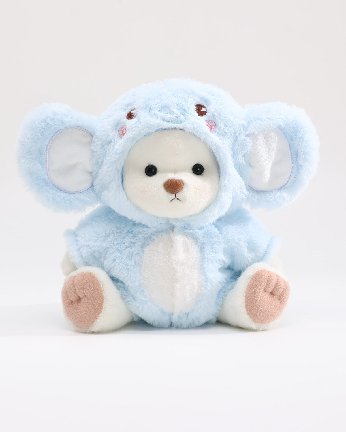 White Short Hair Bear & Light Blue Elephant Jumpsuit - 12 Inches