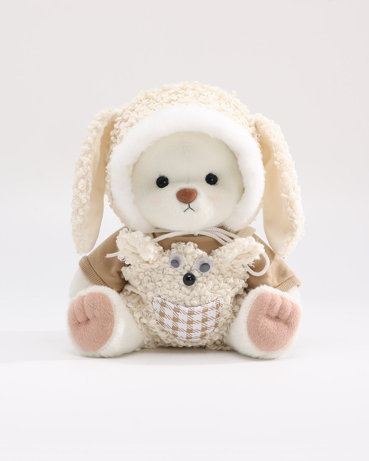 White Short Hair Bear & Beige Floppy Dog Set of 3 - 12 Inches