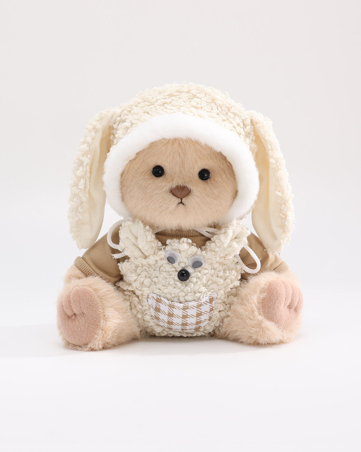 Milk Tea Long Hair Bear & Beige Floppy Dog Set of 3 - 12 Inches