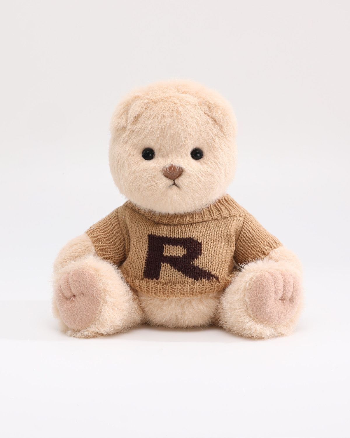 Milk Tea Long Hair Bear & Brown Yellow Letter R Sweater - 12 Inches