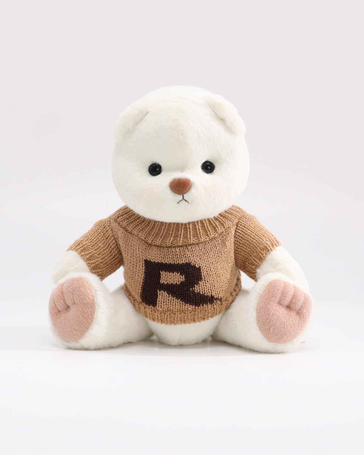 White Short Hair Bear & Brown Yellow Letter R Sweater - 12 Inches
