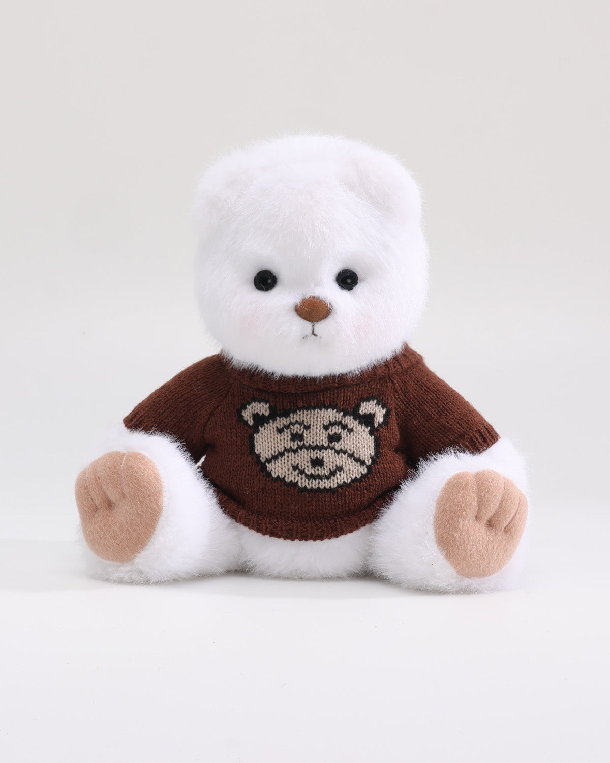 White Long Hair Bear & Dark Brown Bear Sweater - 12 Inches