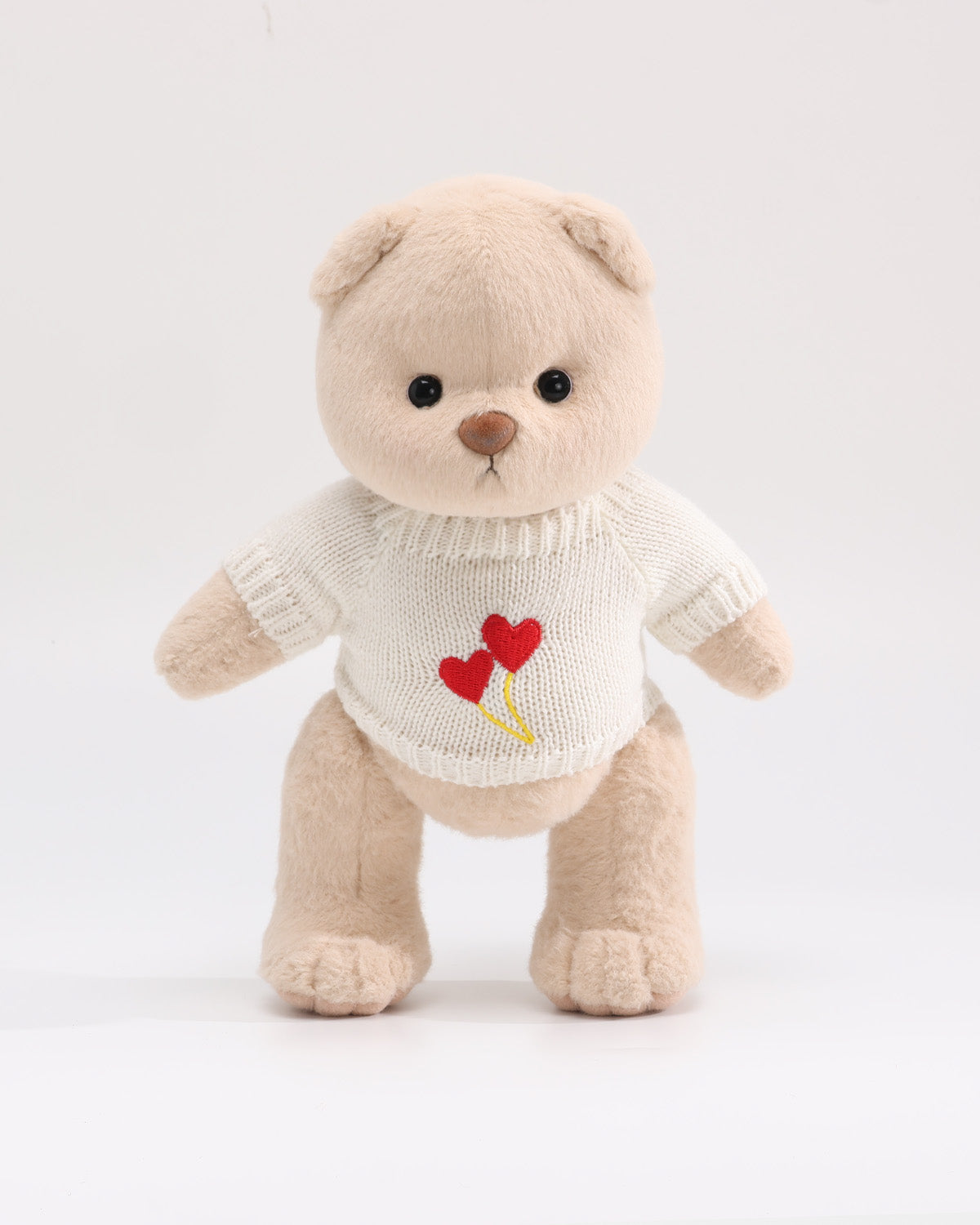 (Mother's Day New In) Teddy Bear & White Double Heart Sweater - 12 Inches
