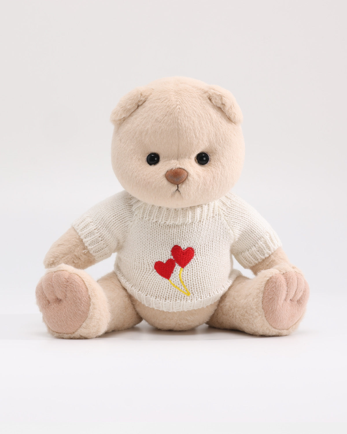 (Mother's Day New In) Teddy Bear & White Double Heart Sweater - 12 Inches