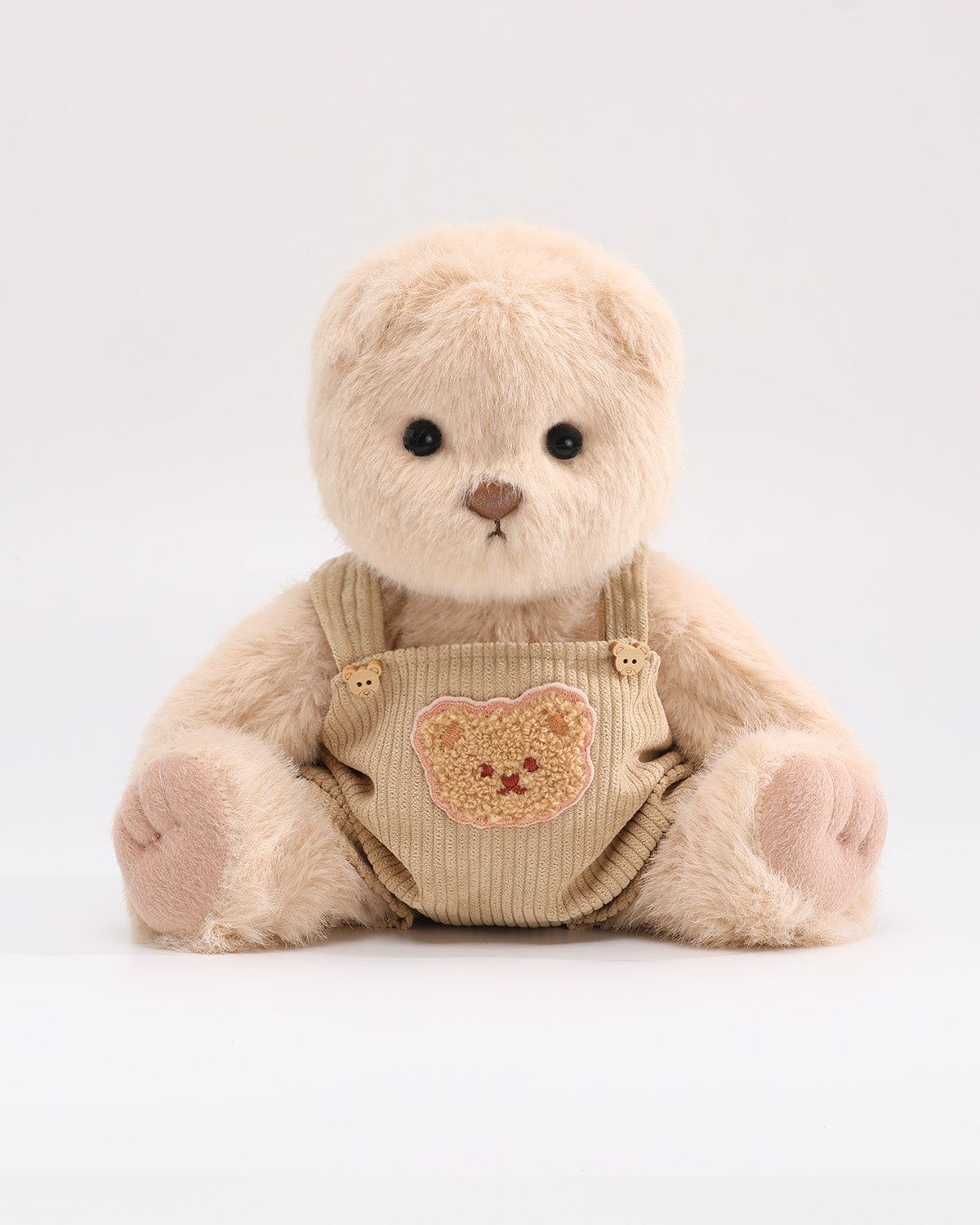Milk Tea Long Hair Bear & Brown Bear Overalls - 12 Inches