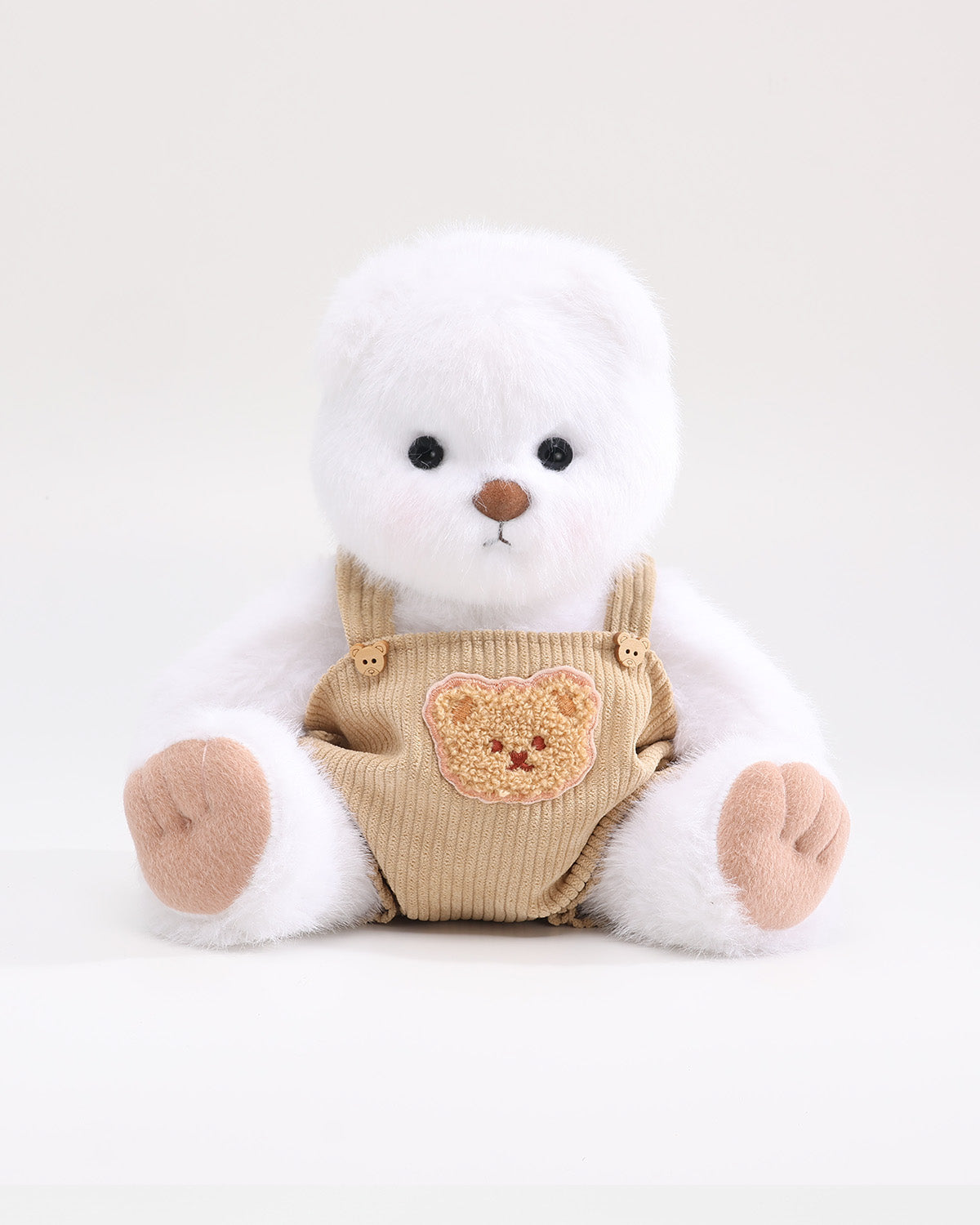 White Long Hair Bear & Brown Bear Overalls - 12 Inches
