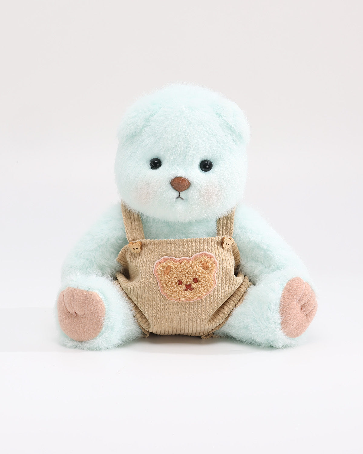 Mint Blue Long Hair Bear & Brown Bear Overalls - 12 Inches