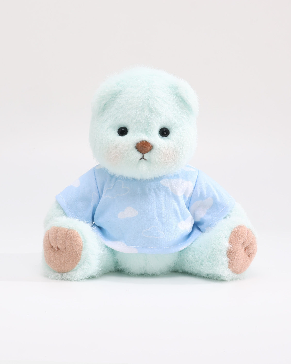 Mint Blue Long Hair Bear & Blue Cloud T-Shirt - 12 Inches