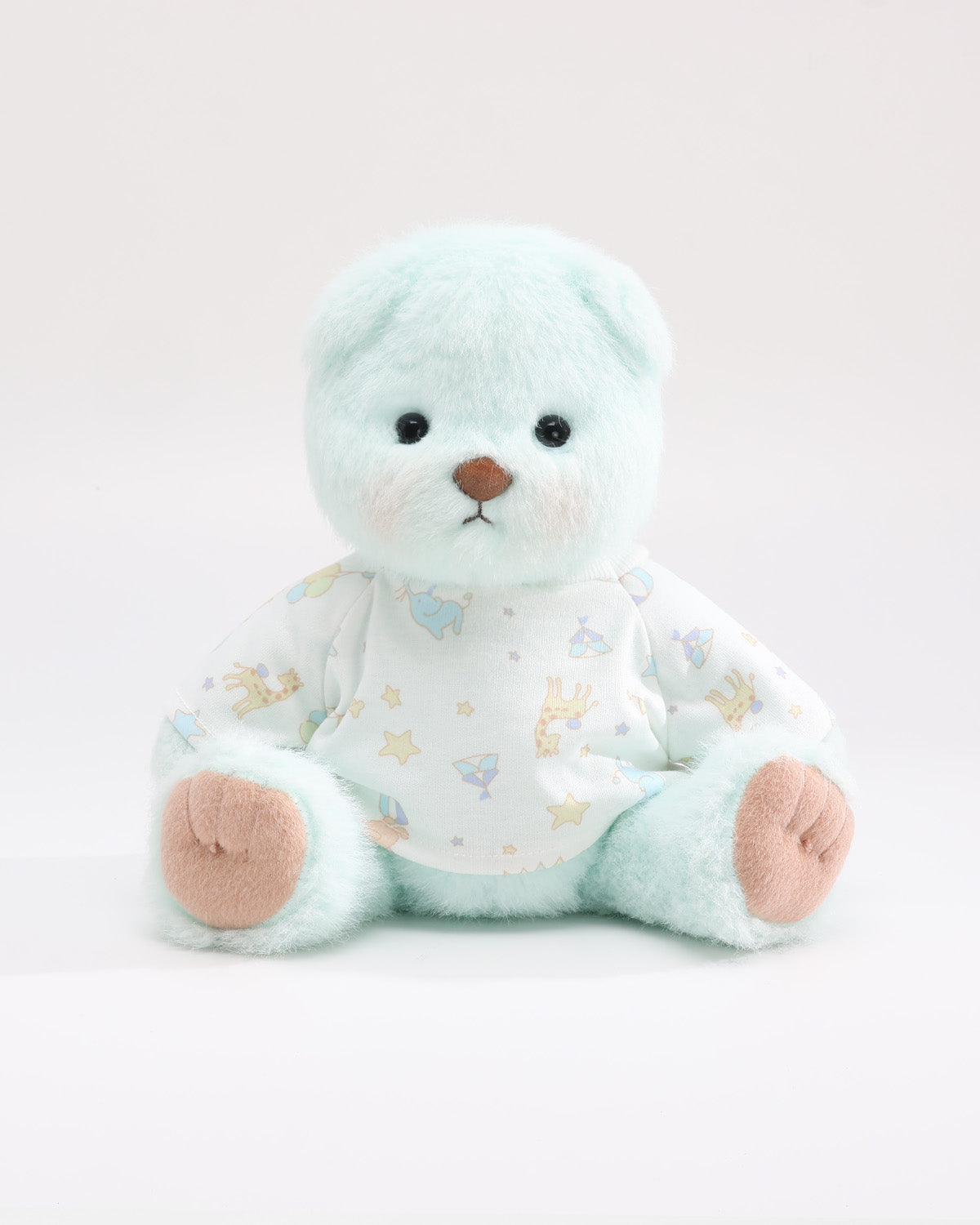 Mint Blue Long Hair Bear & White Dreamy Elephant T-Shirt - 12 Inches