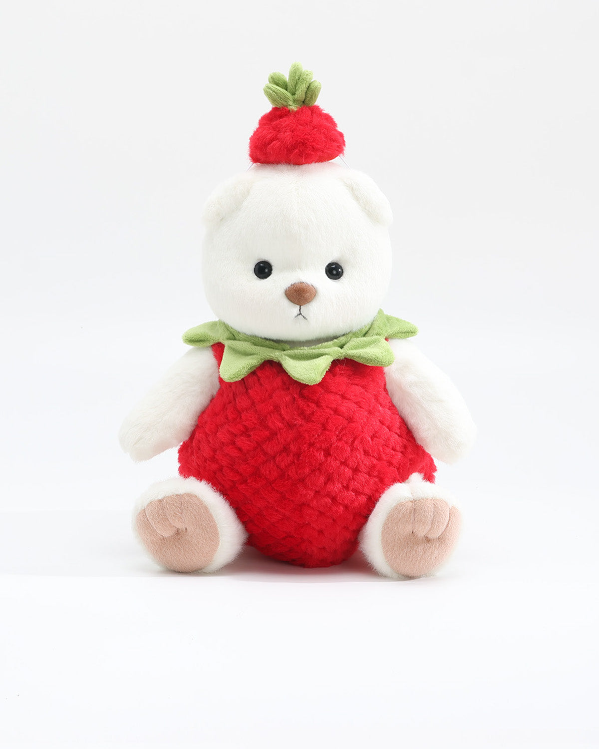 White Short Hair Bear & Red Strawberry Jumpsuit Set of 2 - 12 Inches