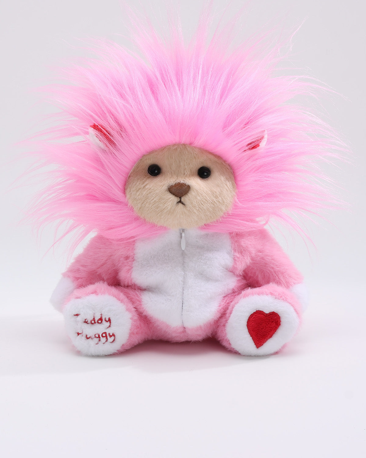 Milk Tea Long Hair Bear & Pink Lion Jumpsuit - 12 Inches