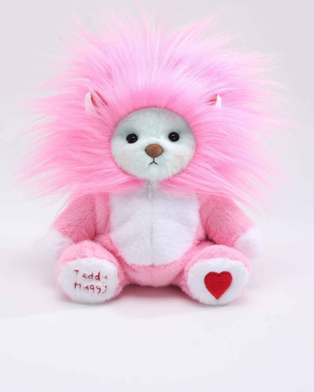Mint Blue Long Hair Bear & Pink Lion Jumpsuit - 12 Inches