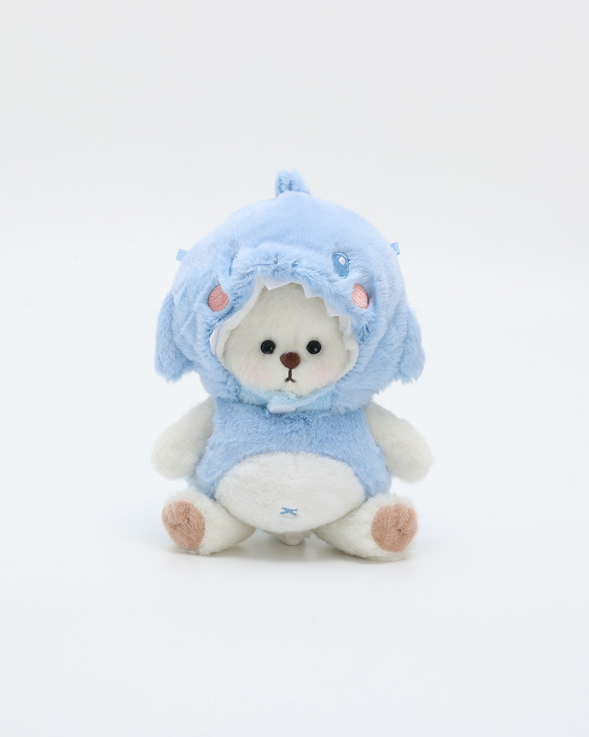 White Short Hair Bear & Blue Hugging Shark Set of 2 - 6 Inches
