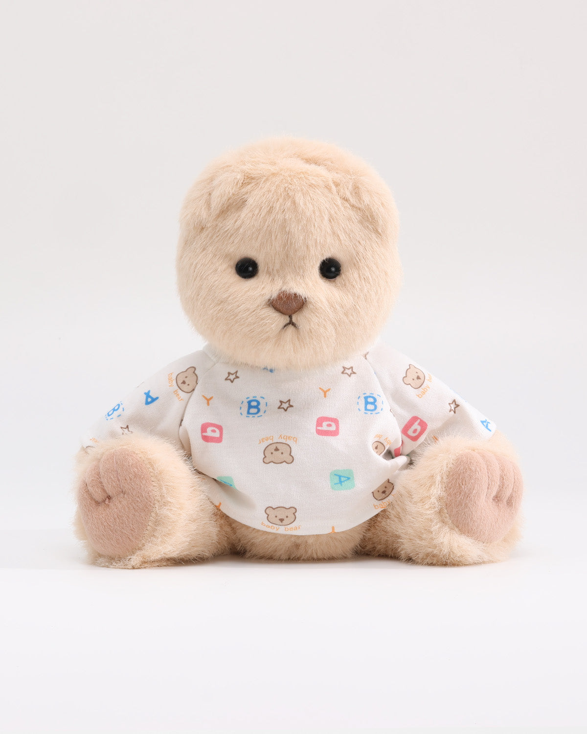 Milk Tea Long Hair Bear & White AB Bear T-Shirt - 12 Inches