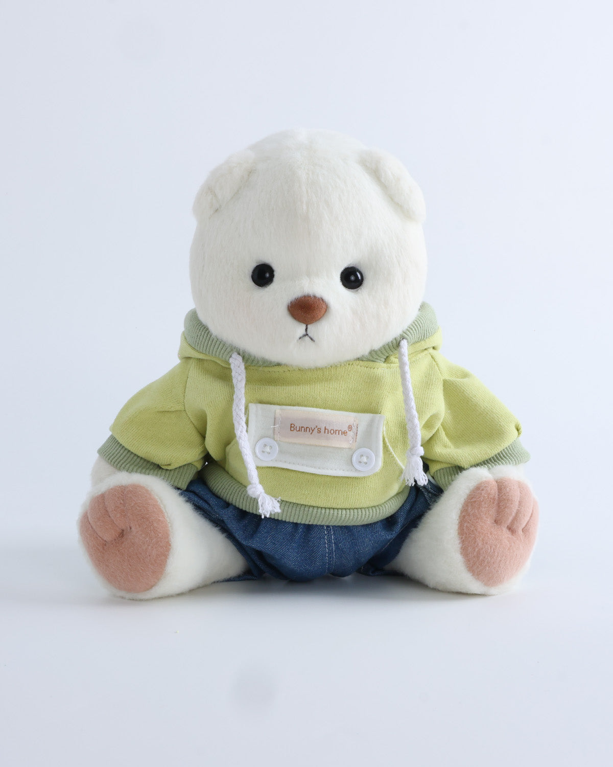 White Short Hair Bear & Green Spring Outing Hoodie Set of 2 - 12 Inches