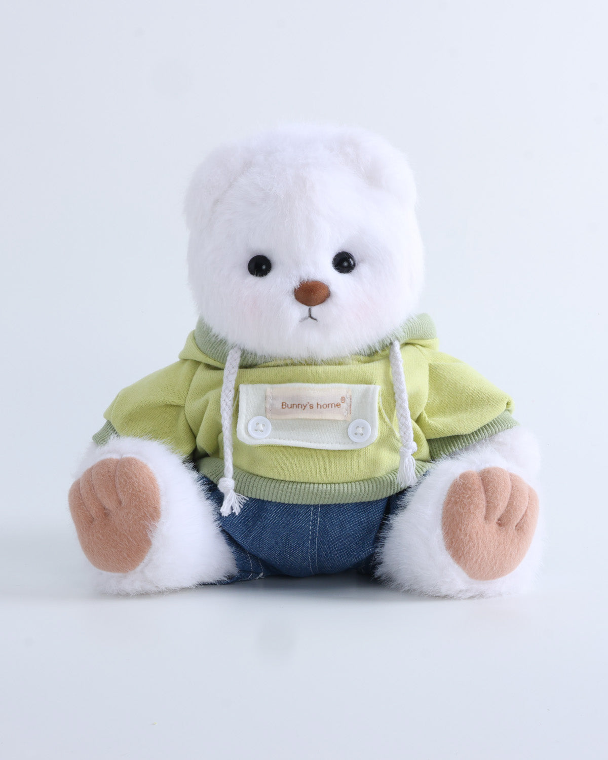 White Long Hair Bear & Green Spring Outing Hoodie Set of 2 - 12 Inches
