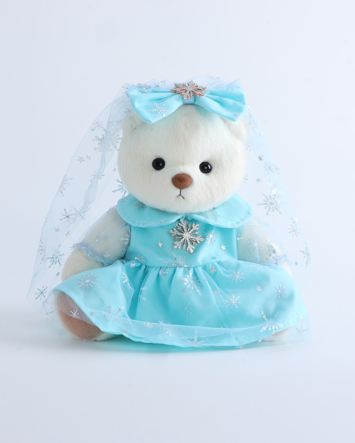 White Short Hair Bear & Elsa Princess Dress Set of 2 - 12 Inches