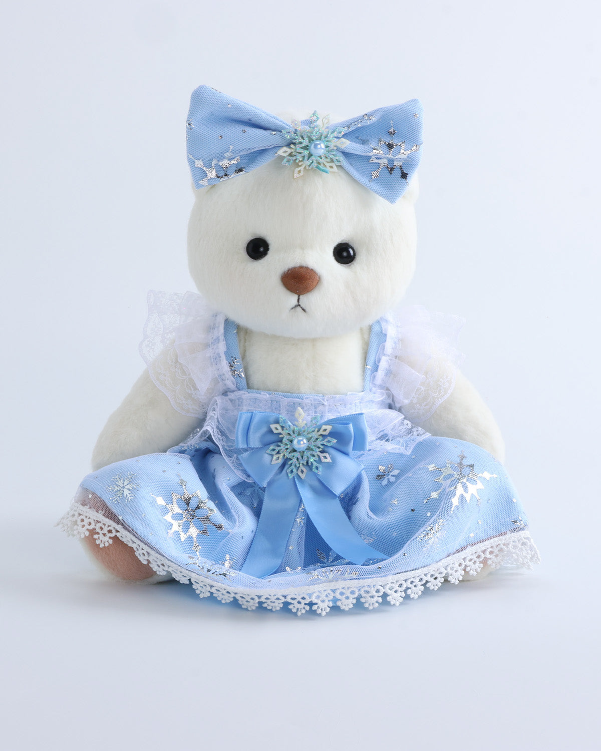 White Short Hair Bear & Ice Princess Dress Set of 2 - 12 Inches