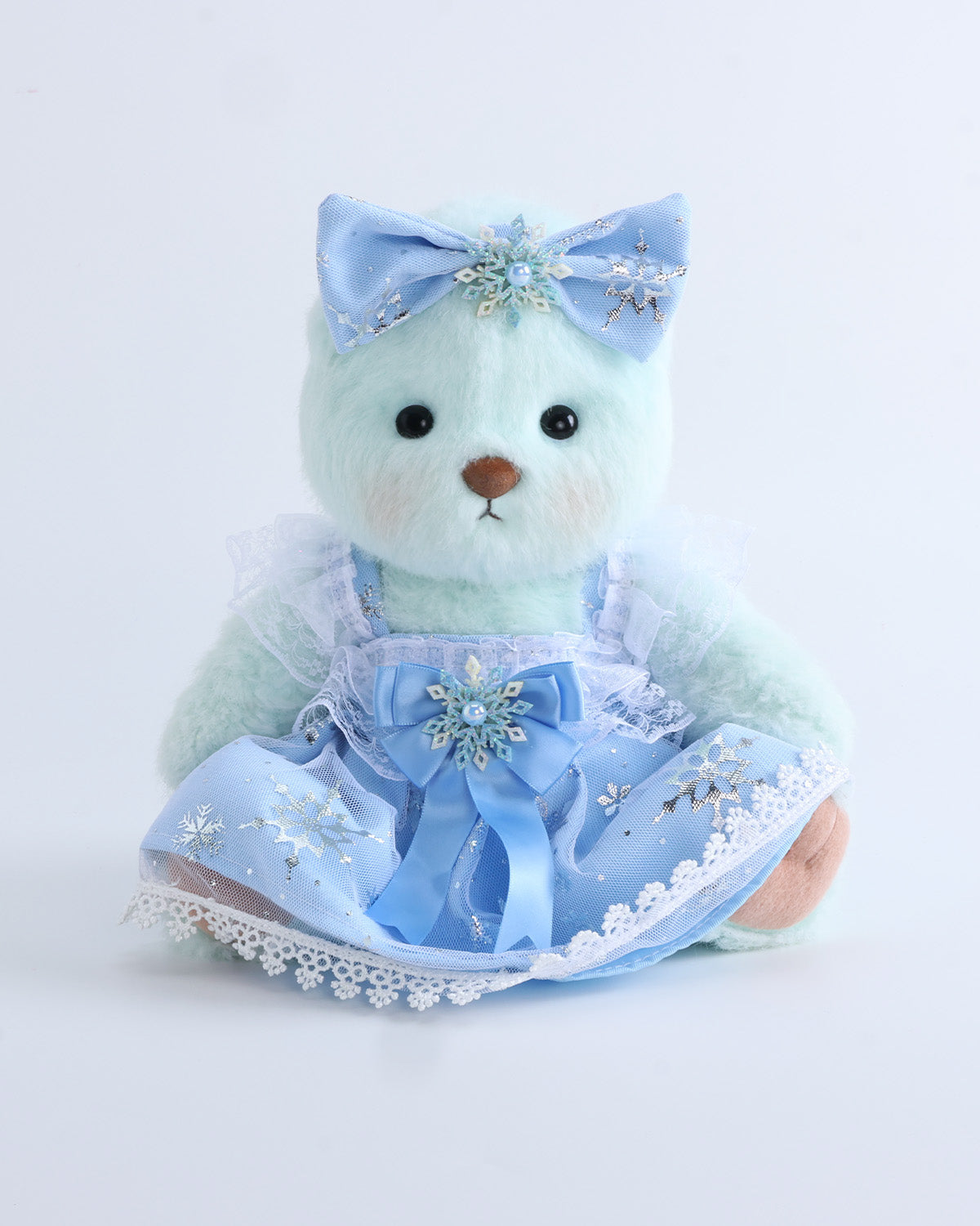 Mint Blue Long Hair Bear & Ice Princess Dress Set of 2 - 12 Inches
