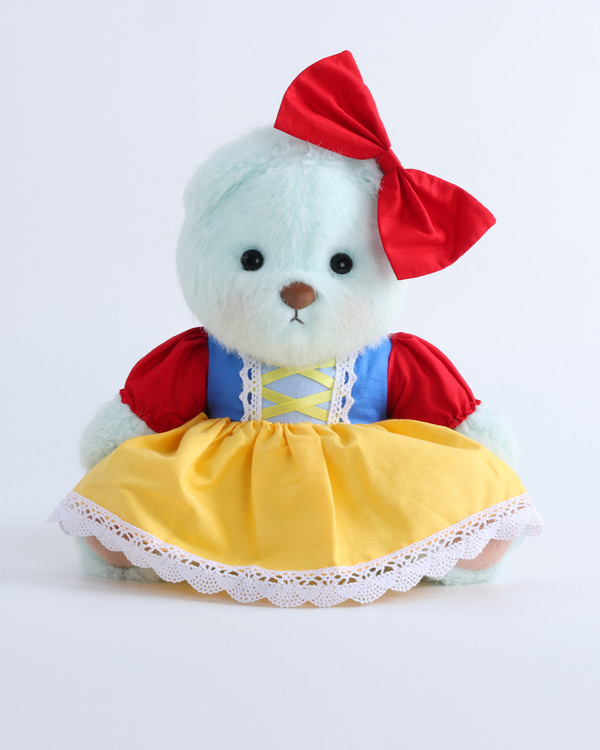 Mint Blue Long Hair Bear & Snow White Dress Set of 2 - 12 Inches