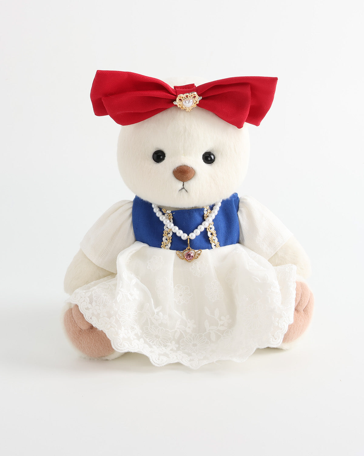 White Short Hair Bear & White Princess Dress Set of 3 - 12 Inches