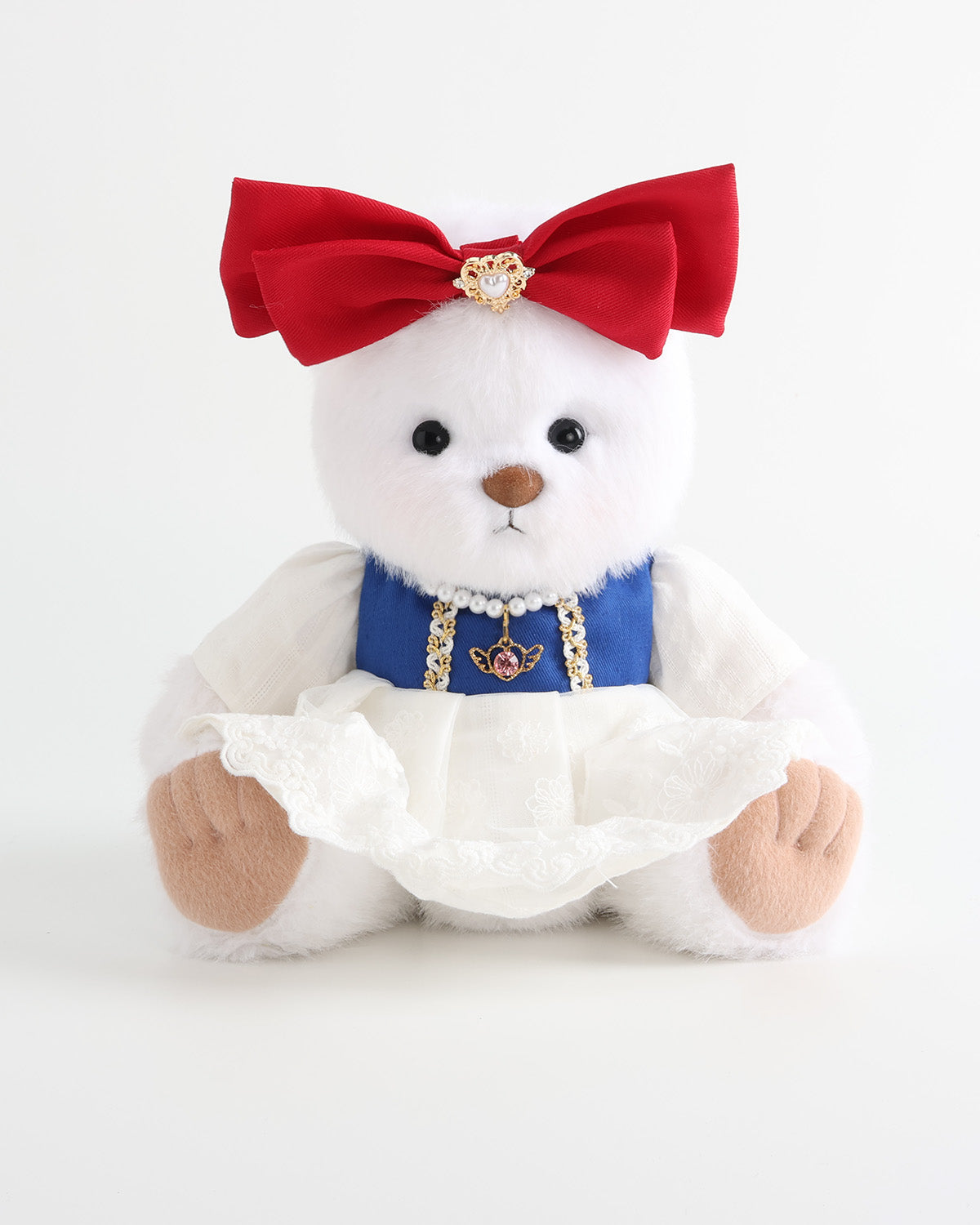 White Long Hair Bear & White Princess Dress Set of 3 - 12 Inches
