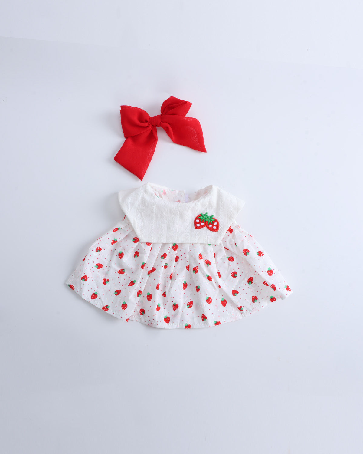 Strawberry Collared Dress Set of 2 - 12 Inches