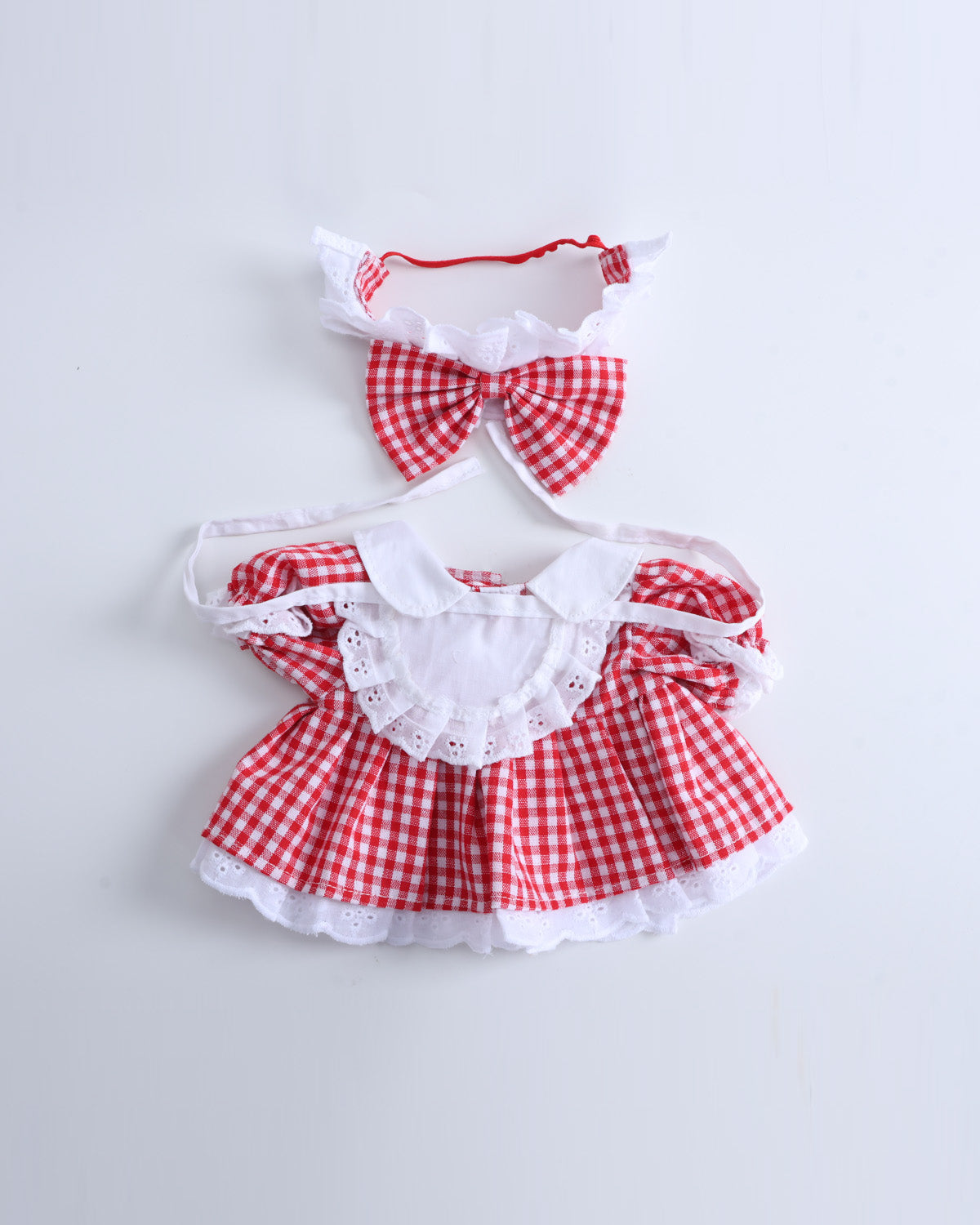 Red Checkered Maid's Dress Set of 2 - 12 Inches