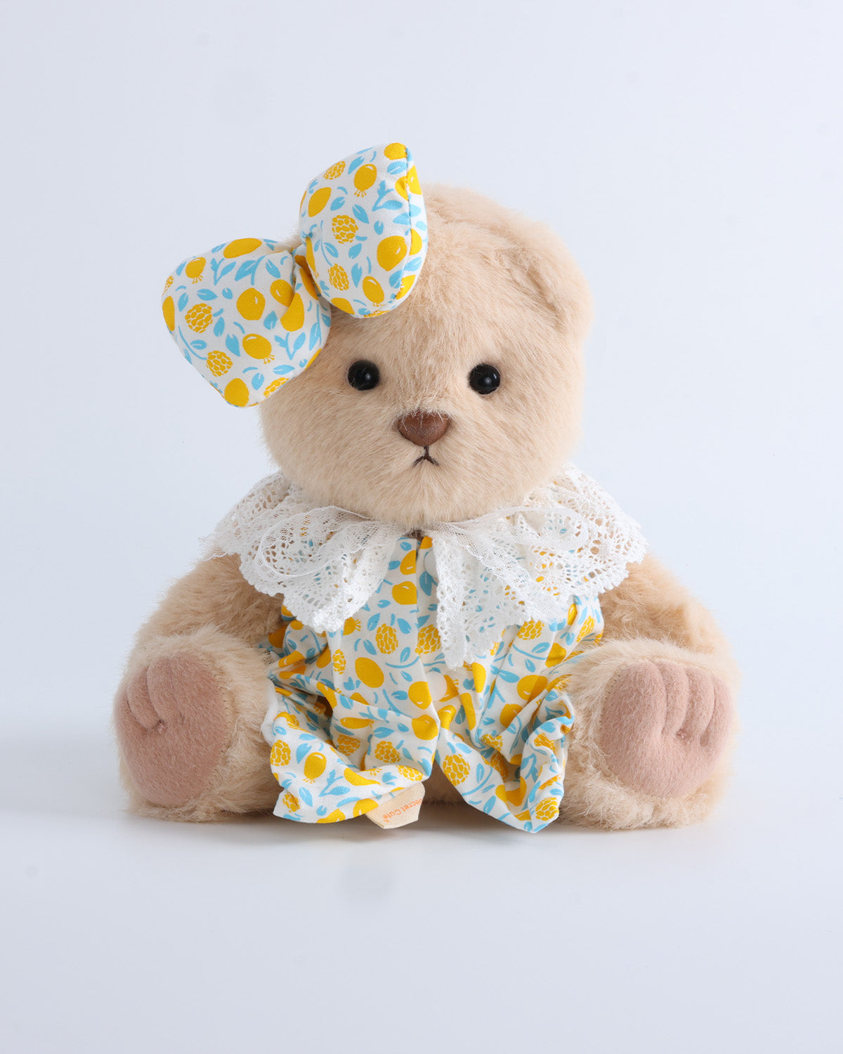 Milk Tea Long Hair Bear & Lemon Yellow Bud Dress Set of 3 - 12 Inches